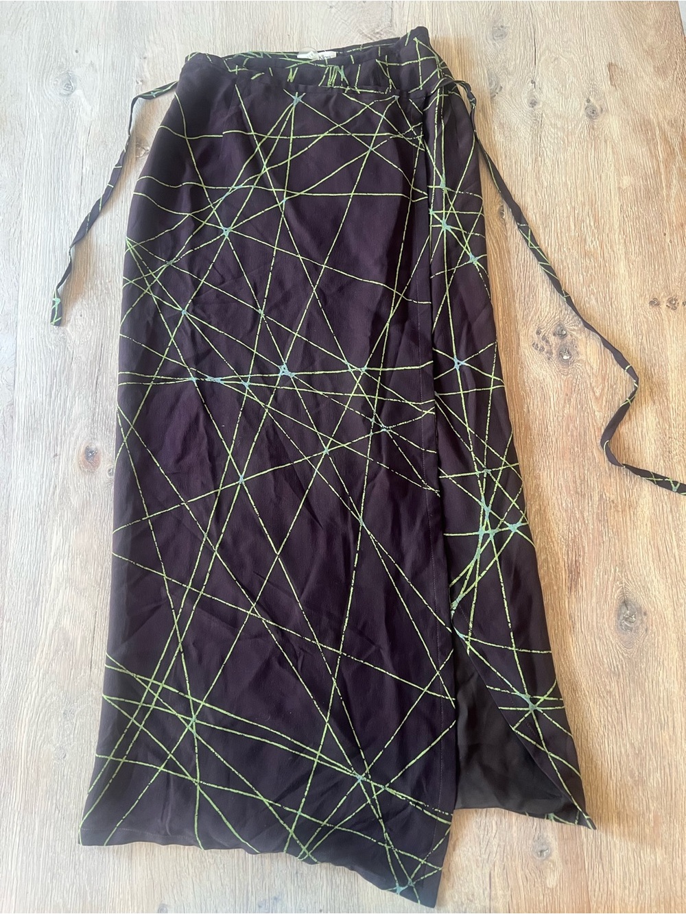Rare 90's Calvin Klein Collection  Black Garment with a green geometric pattern